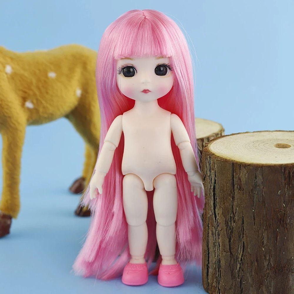 Nickolas1 BJD Boneka Putri Cantik DIY Mainan Anak Perempuan Boneka 3D Mata Bola Bersambung Rambut Panjang1/12 Doll