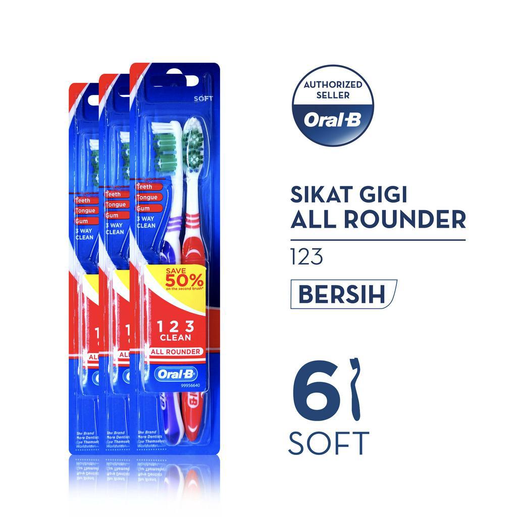 Oral-B Sikat Gigi 123 Soft 2s x3