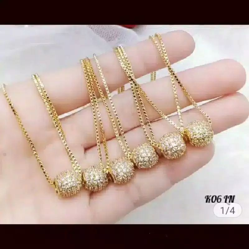 Fifi Fashion Kalung Liontin Bola D10 Perhiasan Xuping Model Lapis Emas 12#