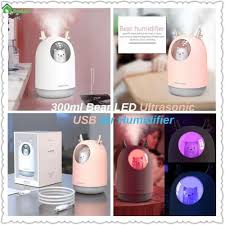 Humidifier Diffuser Beruang Lucu Ultrasonic Pelembab Ruangan 300ml Light Color