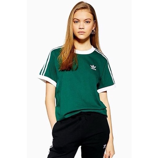 Kaos Adidas Hijau List Putih Logo Bordir Murah Dan Terlaris