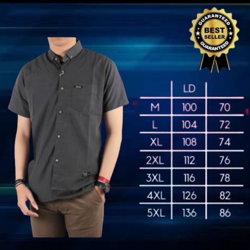 Kemeja jumbo abu abu kemeja jumbo pria xxxxl kemeja jumbo pria kemeja jumbo pria lengan pendek kemej