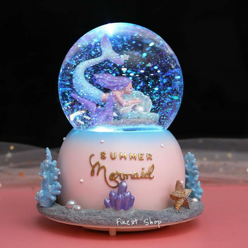 Kotak Musik Snowball UNICORN Korean Vintage Couple Rainbow JUMBO 3D Pelangi Glitter Waterball Pajangan Bola Kristal Salju Kaca Snow Couple Kado Valentine Ulang tahun Birthday Gift Pacar Kekasih Shimmer Glowing Ball