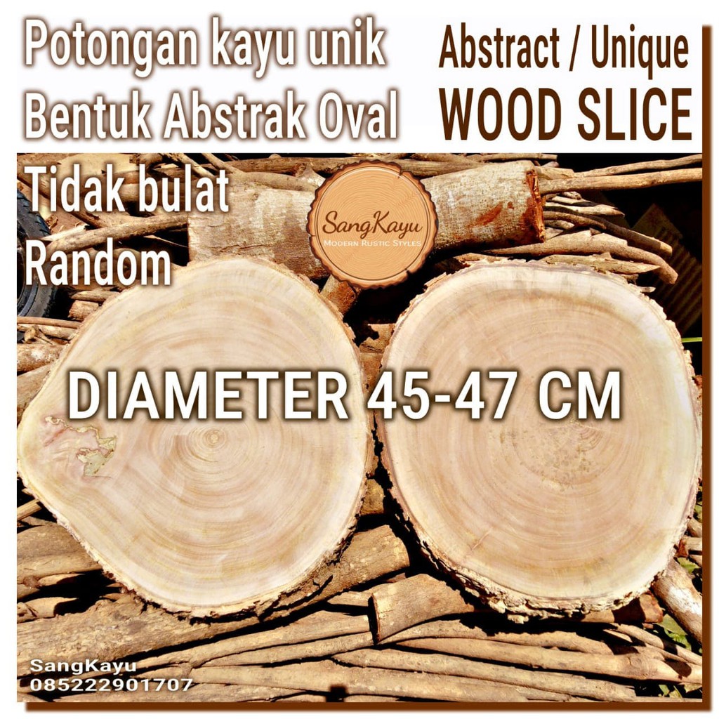 Abstract Wood Slice 45-47cm Potongan kayu unik abstrak talenan nampan