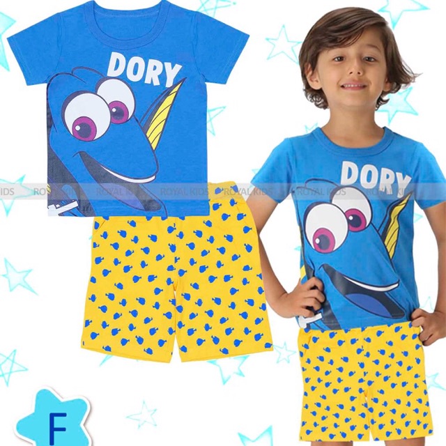 Setelan baju anak laki laki motif dory fish