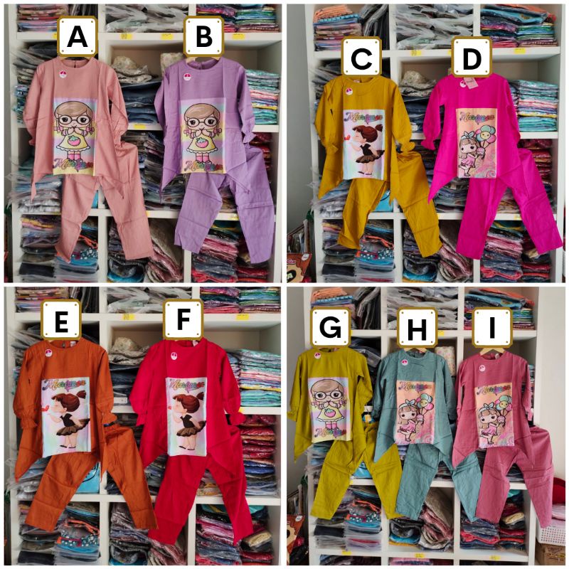 Set Tunik Sublim Larisa By Mariposa / setelan tunik mariposa / setelan tunik anak perempuan usia 2-1