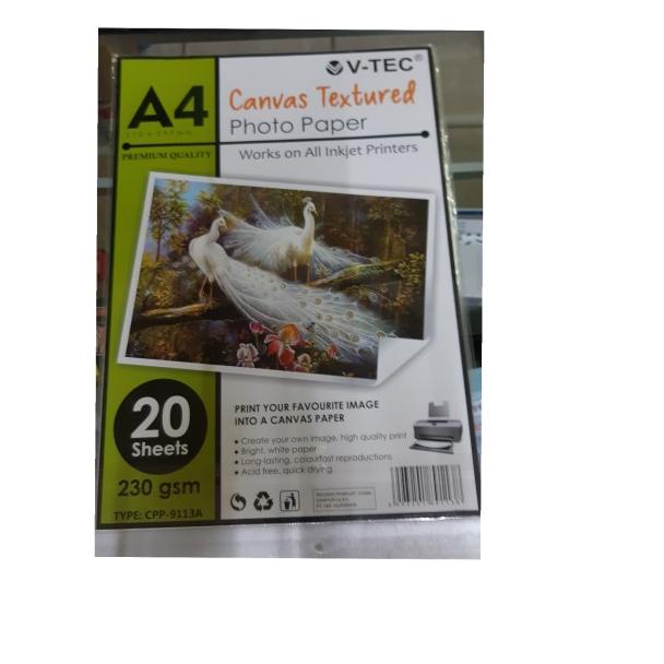 

➭ Kertas Foto A4 Canvas Textured/tekstur kanvas V-TEC CPP-9113A 230gsm ♟