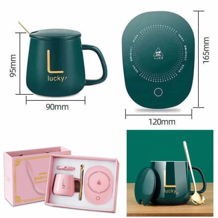 COD Teh Cup Coffee Warmer Ceramic Mug Cangkir Elektrik Set Keramik Pemanas 55 Derajat Penghangat Kopi P33