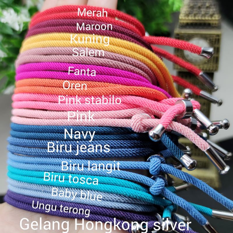 Gelang Tali Hongkong dewasa Silver