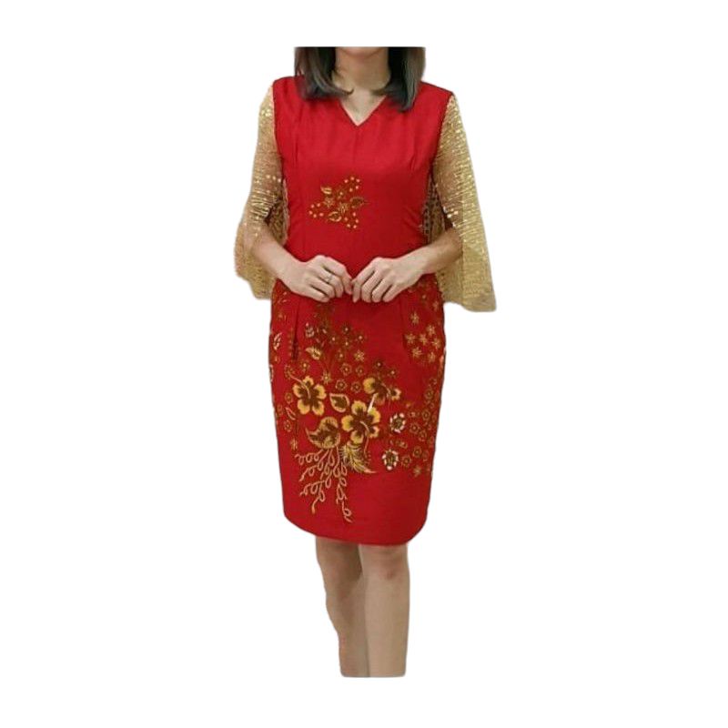 dress karleen - ready stok - dress pesta - dress imlek - dress pesta terbaru - dress batik premium -