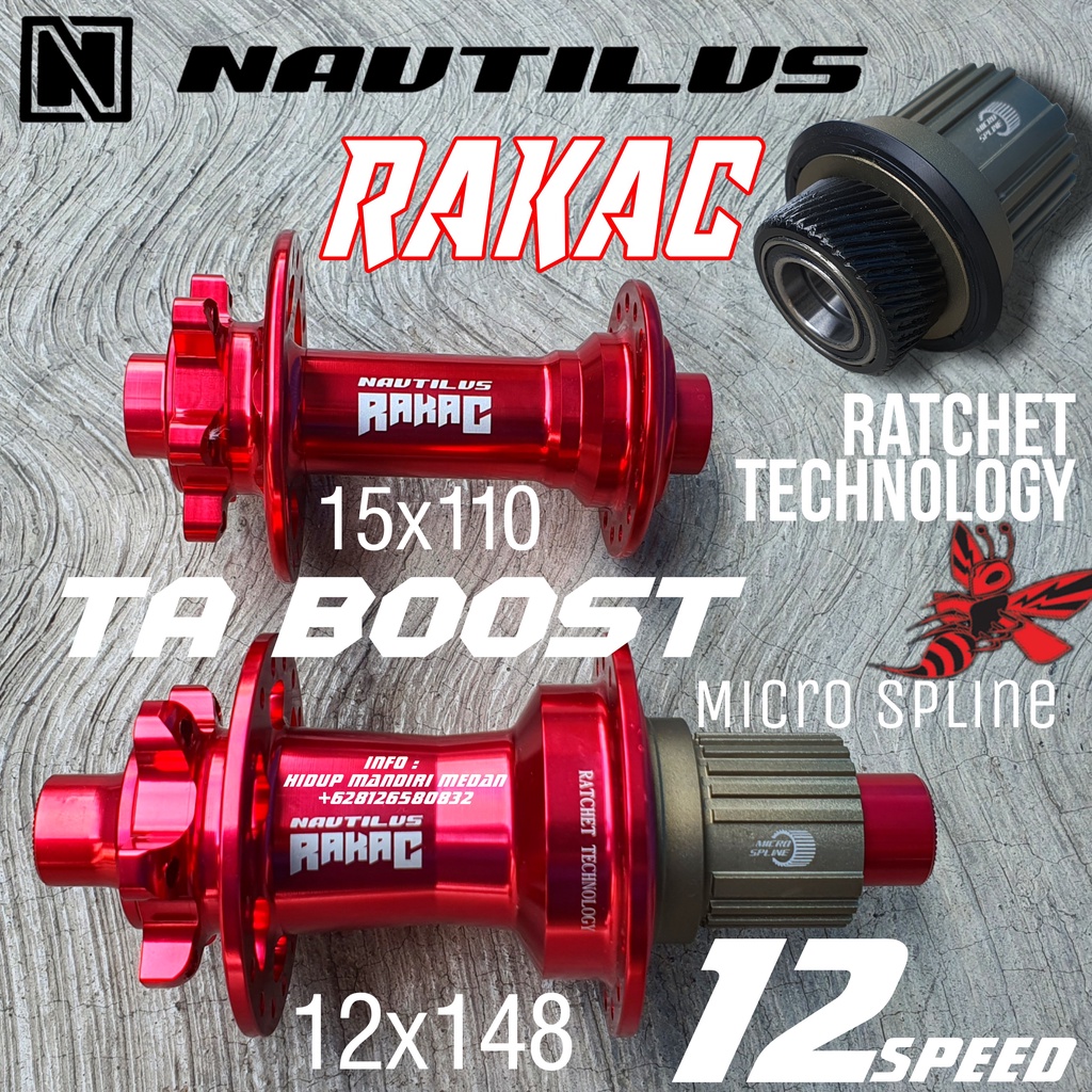 Hub Nautilus Rakac Boost Micro Spline Red Merah Ratchet Freehub 32 Hole TA MICROSPLINE Free Jangkrik