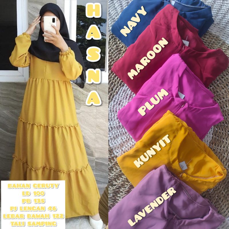 [Fashion Muslim] Gamis HASNA MAXY dress | ceruty babydoll canda susun