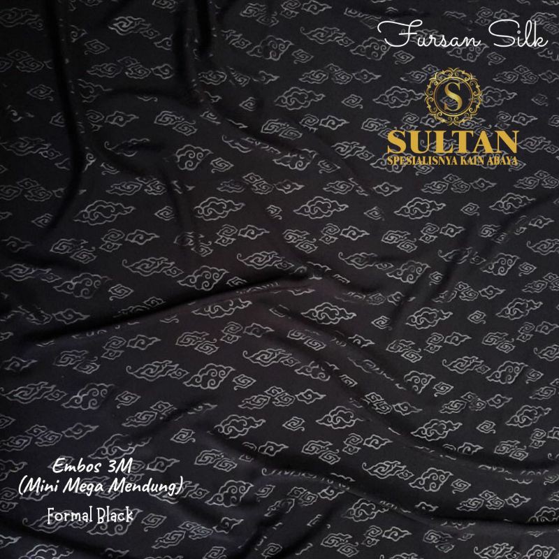 50CM EMBOS MINI MEGA MENDUNG FURUSIYAH SILK FORMAL BLACK/ HITAM PEKAT KAIN ABAYA SULTAN (BAHAN FORMA