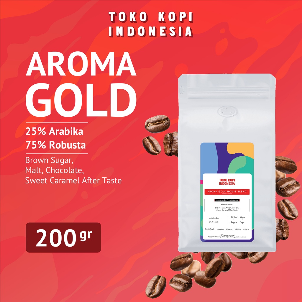 

Kopi Aroma Gold Espresso House Blend Coffee Roast Beans 250g Biji Bubuk