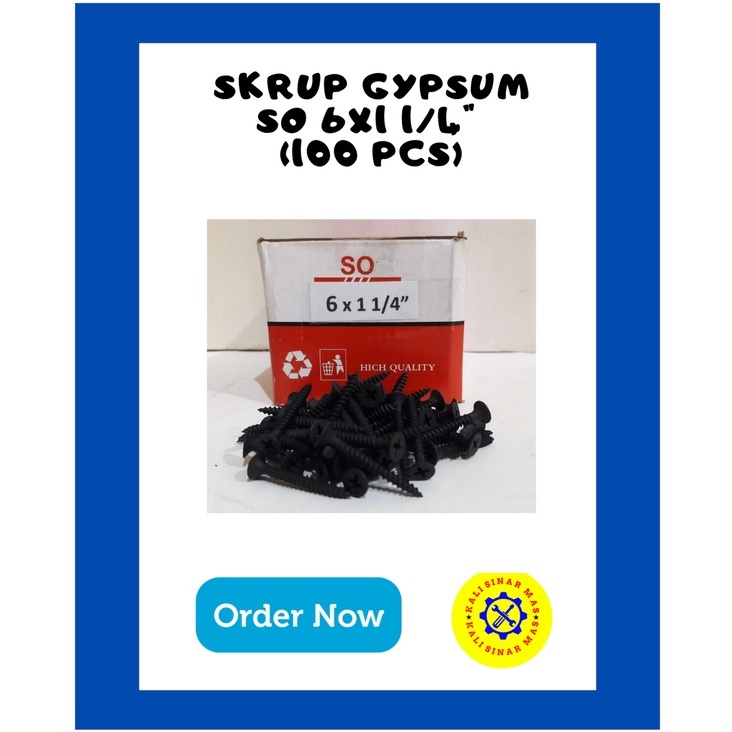 Sekrup Gipsum - Skrup Gypsum Merk So 6x1 1/4in 100 Pcs