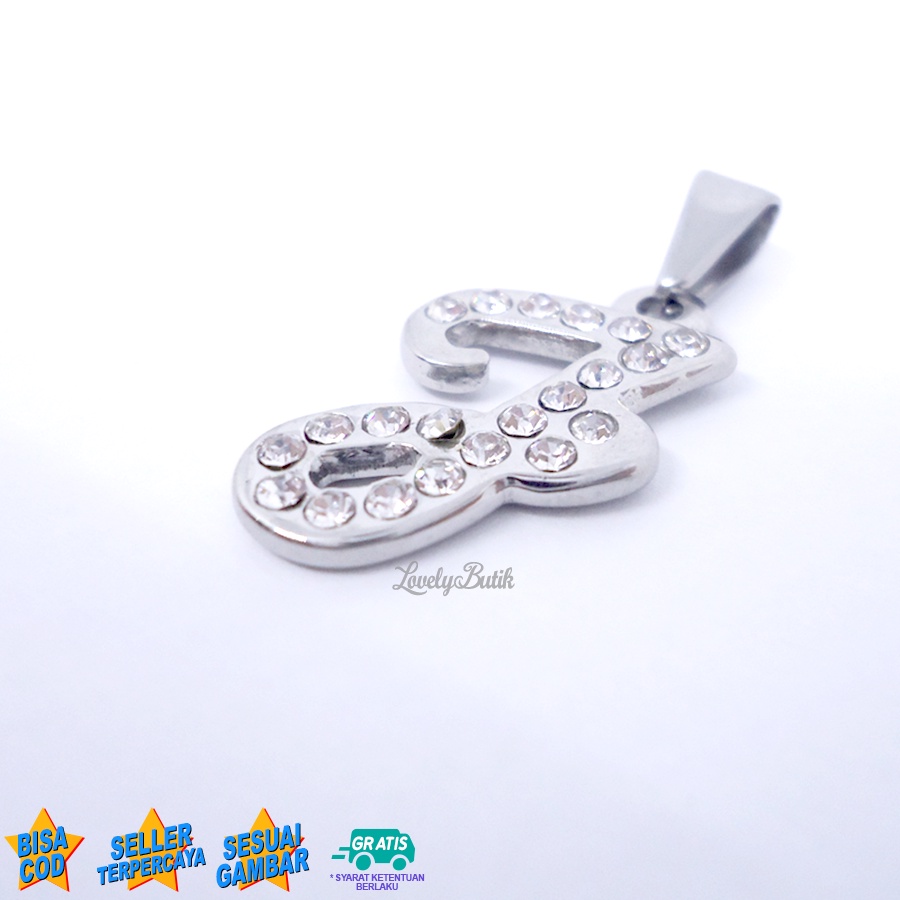 Lovelybutik Liontin Huruf Titanium Inisial J Klasik Emas Silver