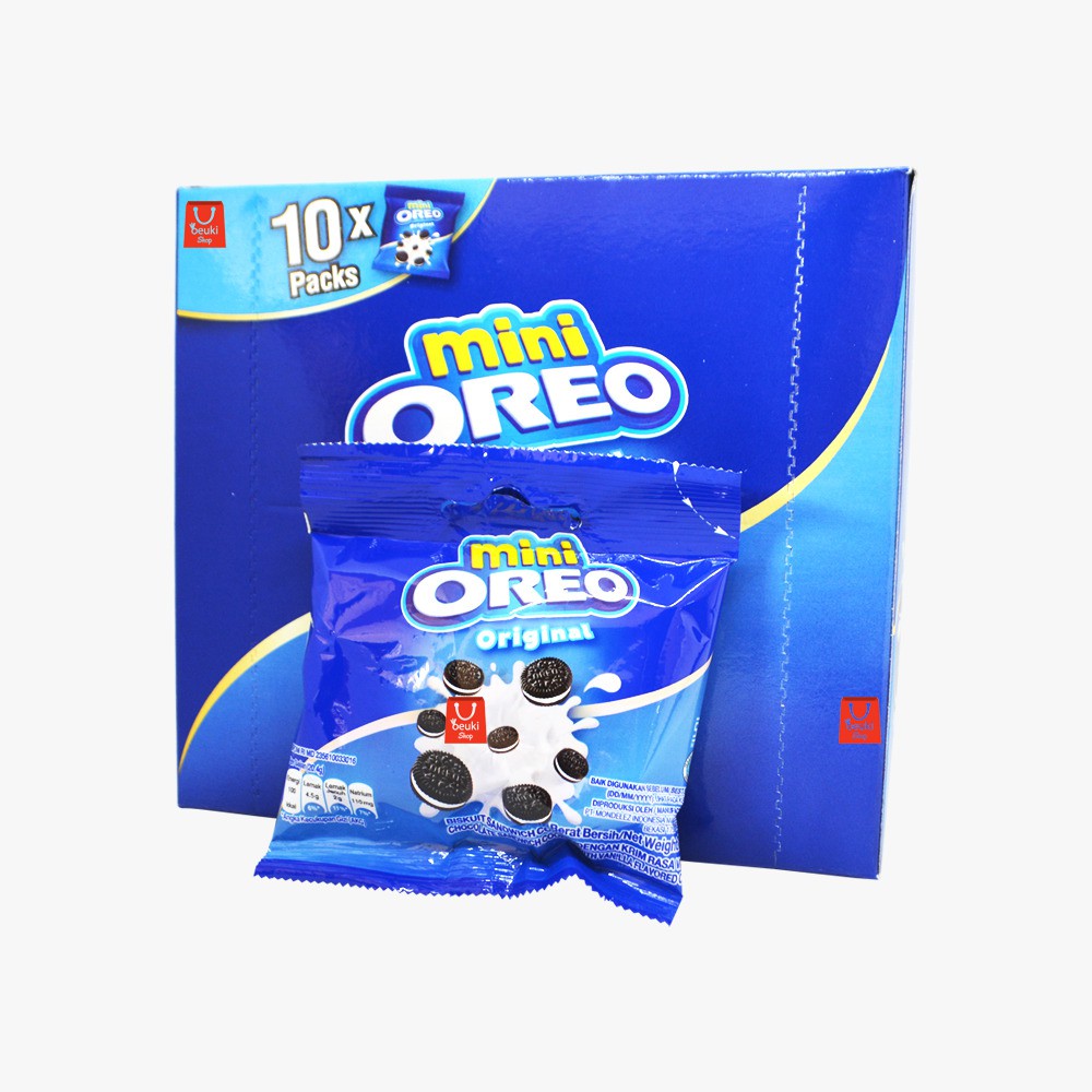 

BOX Oreo Mini Original Biskuit Mini Khas Oreo Berisi Krim Ori Kemasan Pack Mini - 10pcs x 20gr