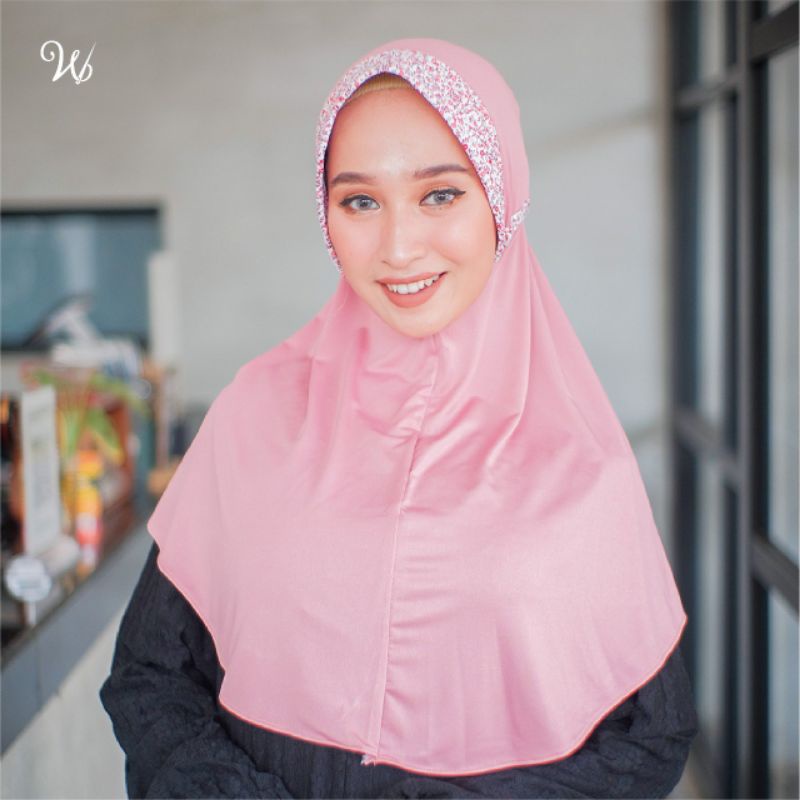 Jilbab Serut Instan Jokowi List Motif Bunga Hijab Instan Serut Jersey Realpicture SerutShabby