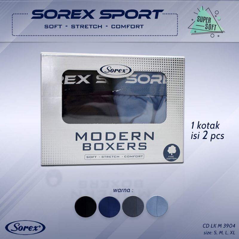 BISA PILIH WARNA CD COWOK SOREX 3904 BOXER SUPER SOFT