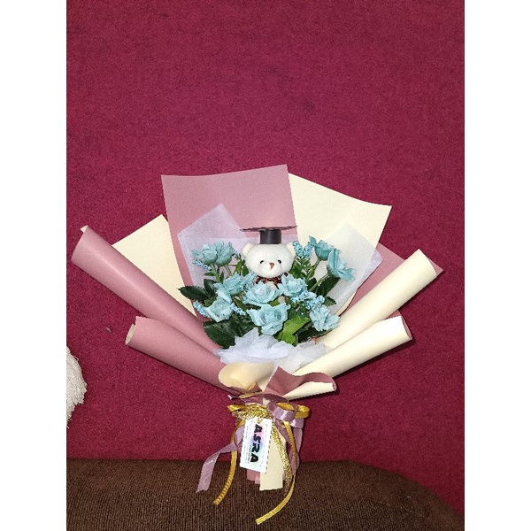 

buket bunga boneka wisuda/bucket flower teddy bear/yudisium gift