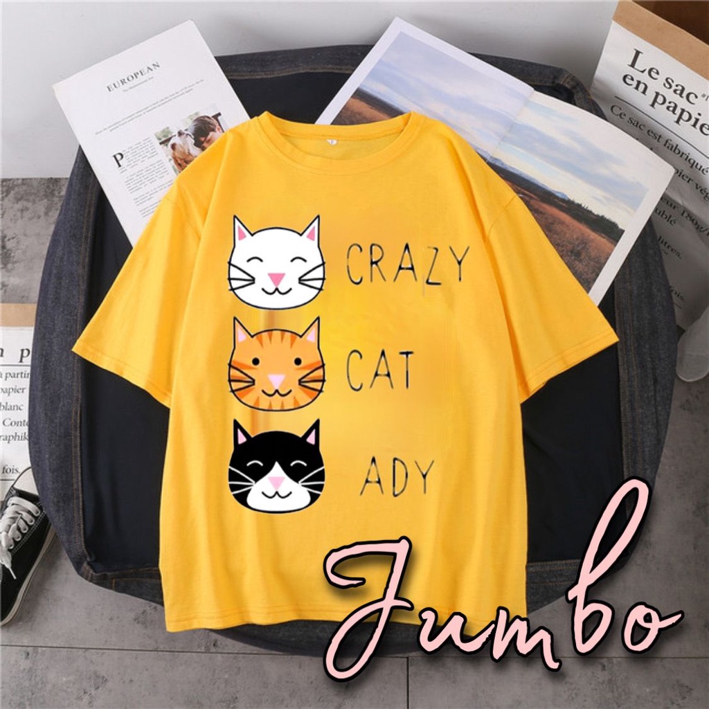 Damai fashion jakarta - baju atasan KAOS JUMBO - big size CRAZY A CAT - konveksi murah