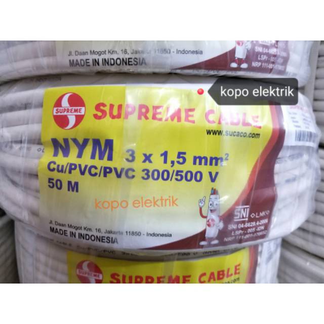 Kabel Supreme NYM 3x1.5 @ 50m 3x1,5 Tunggal