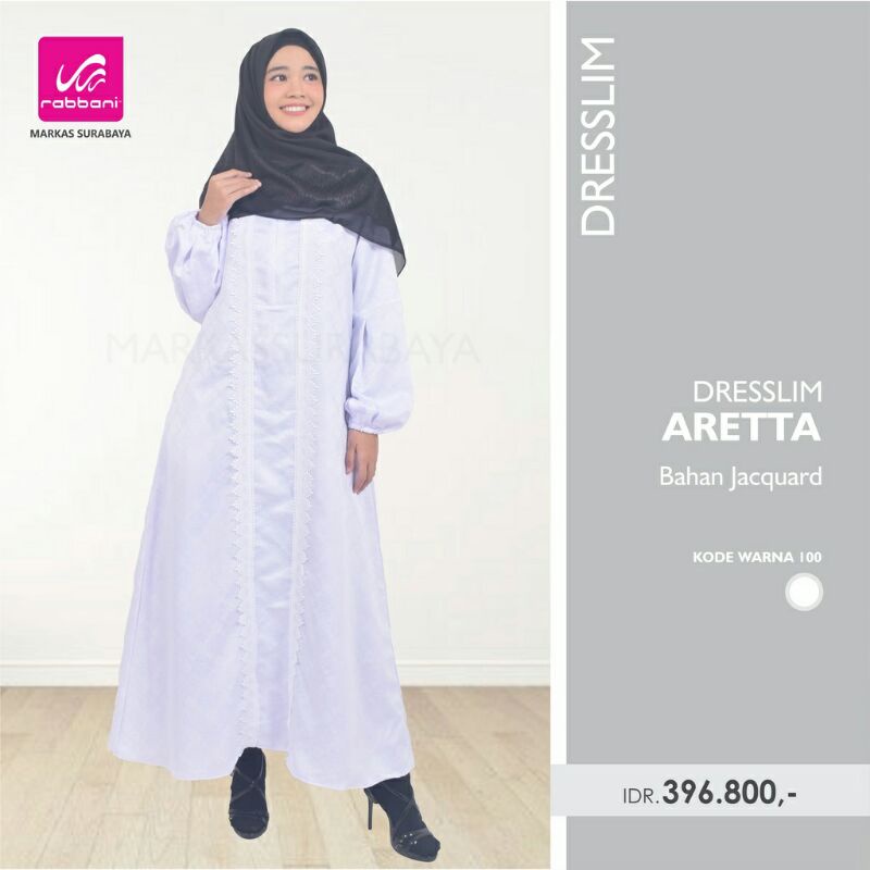 Dresslim Rabbani Putih - Gamis Rabbani Putih - Gamis Putih - Gamis Haji Umroh - Dress Haji Umroh Put