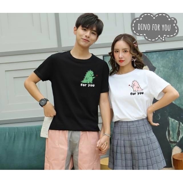 MYSTIQUE.ID-BAJU KAOS COUPLE DINO FOR YOU T-SHIRT LUCU DAN AESTHETIC