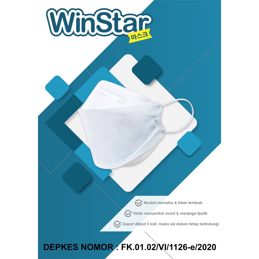 Masker Kesehatan Model Korean Winstar KF94 3 Ply Packing Box isi 50