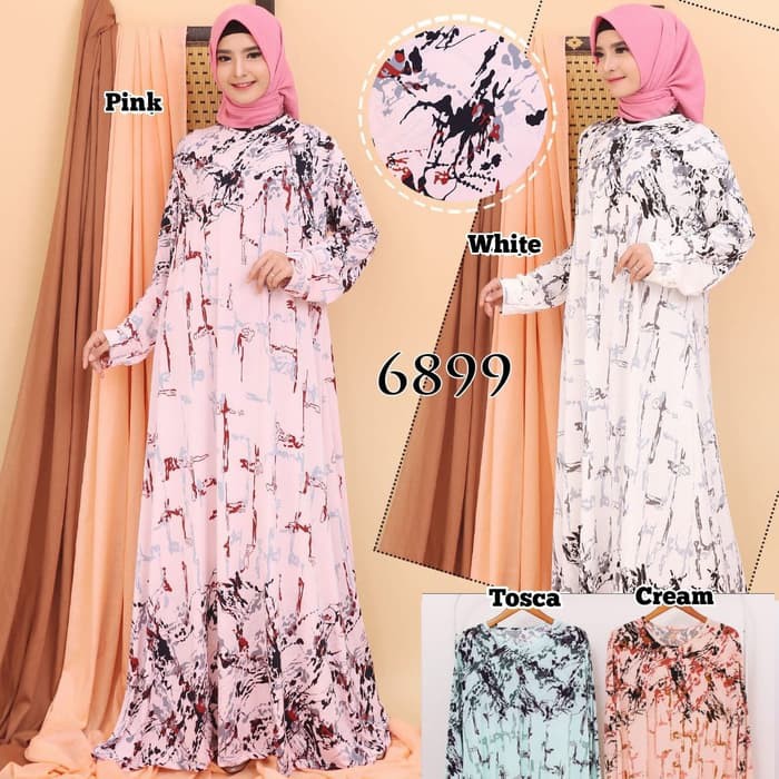 Baju Gamis Dewasa Baju Gamis Jumbo 4L Baju Muslim Terbaru Jersey 6899 - Putih, XXL