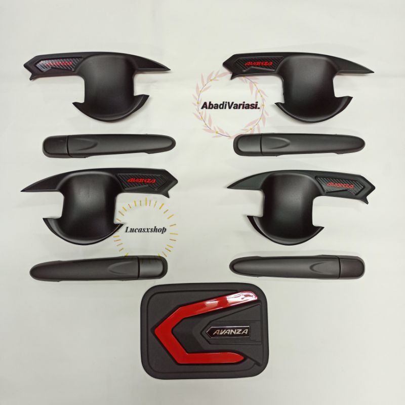 Paket Outer Handle Tank Cover Mobil All New Avanza Hitam Kombinasi Merah