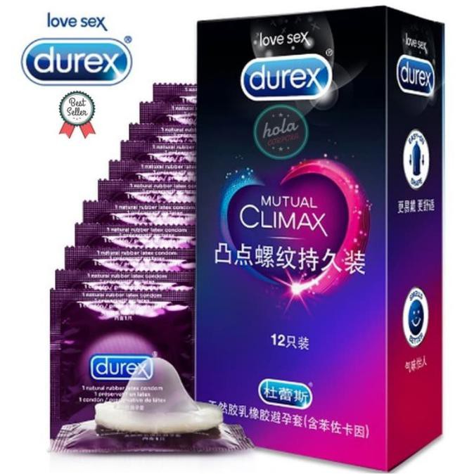 COD DUREX KONDOM MUTUAL CLIMAX DOT BERDURI GERIGI 100% ORIGINAL ISI 12 PCS