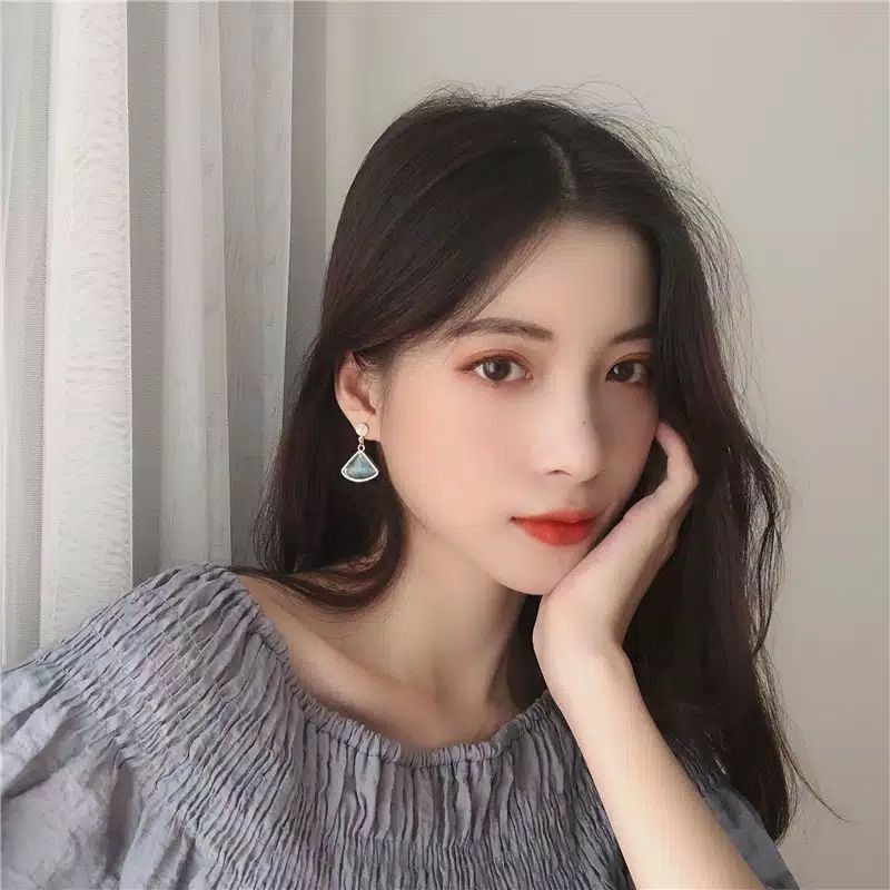 FerenHongXia Anting Tusuk Model Kristal Warna Biru untuk Wanita