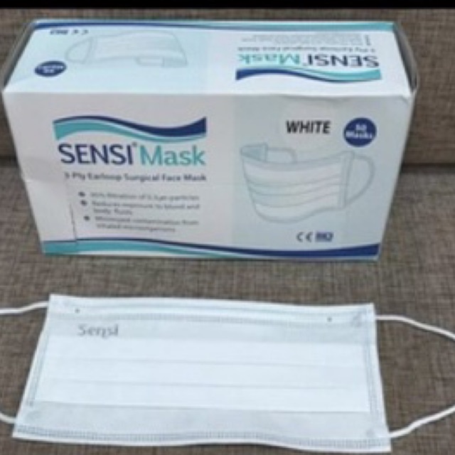 SENSI Surgical Mask 3ply Masker sensi 1 box isi 50 pcs Anti Virus Masker Mulut Masker Earloop