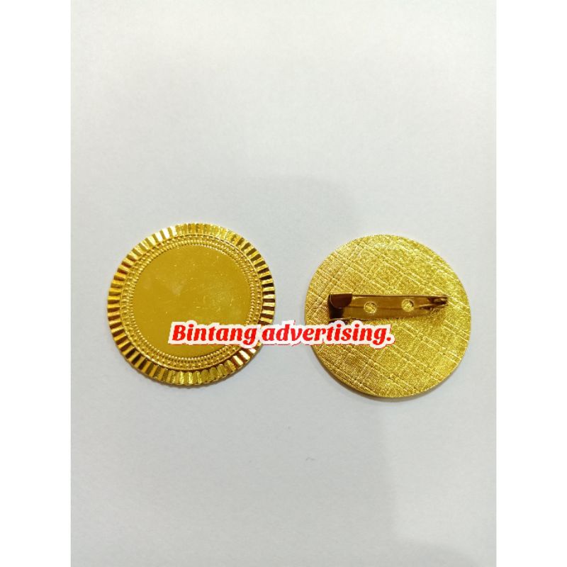 Pin kuningan Pin bulat gerigi 3.5cm polos tanpa logo peniti bagus