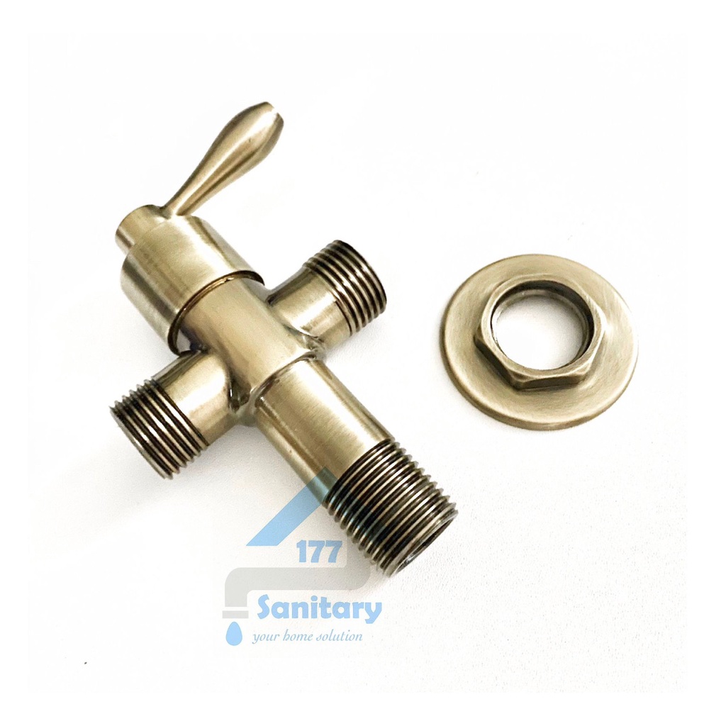 Kran tee Shower gold Onda 11BR-Kran Tee shower kloset closet toilet cabang gold kuningan brass angle valve semprotan unik antik antique emas kuningan jadul