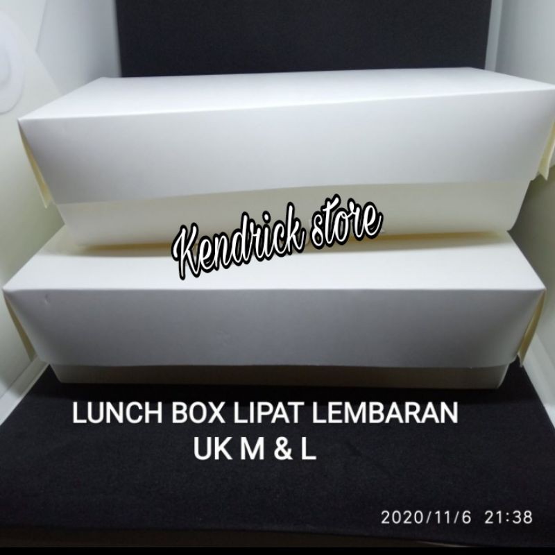 LUNCH BOX M PUTIH KRAFT LIPAT LEMBARAN FOOD GRADE ISI 100 PCS