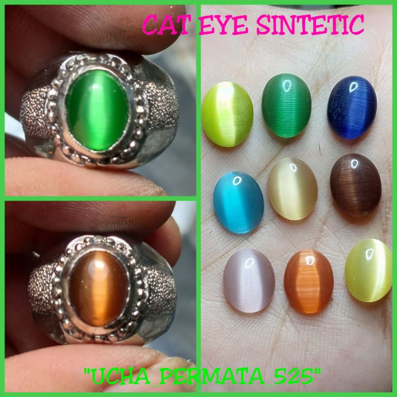 Batu cincin batu akik cat eye mata kucing hijau biru kuning pink orange coklat dll