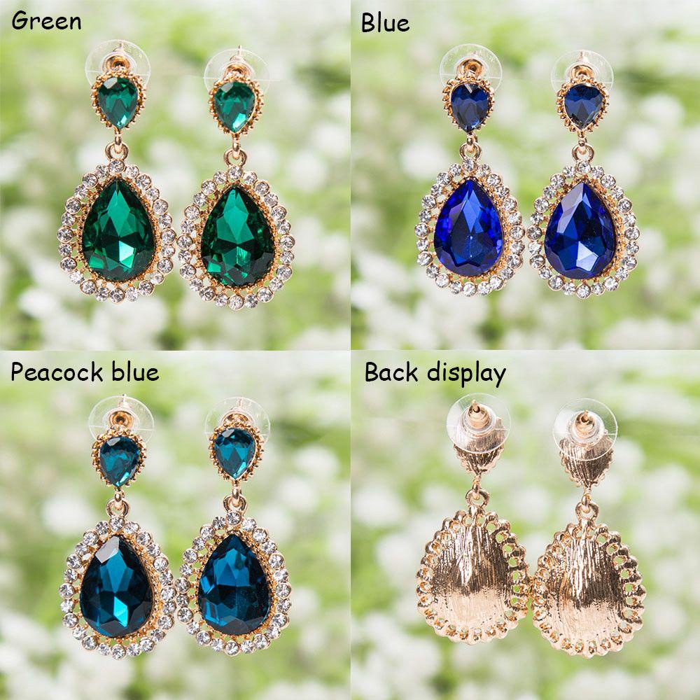 PREVA Water Drop Rhinestones Earrings Multicolor Female Palace Retro Long Earrings