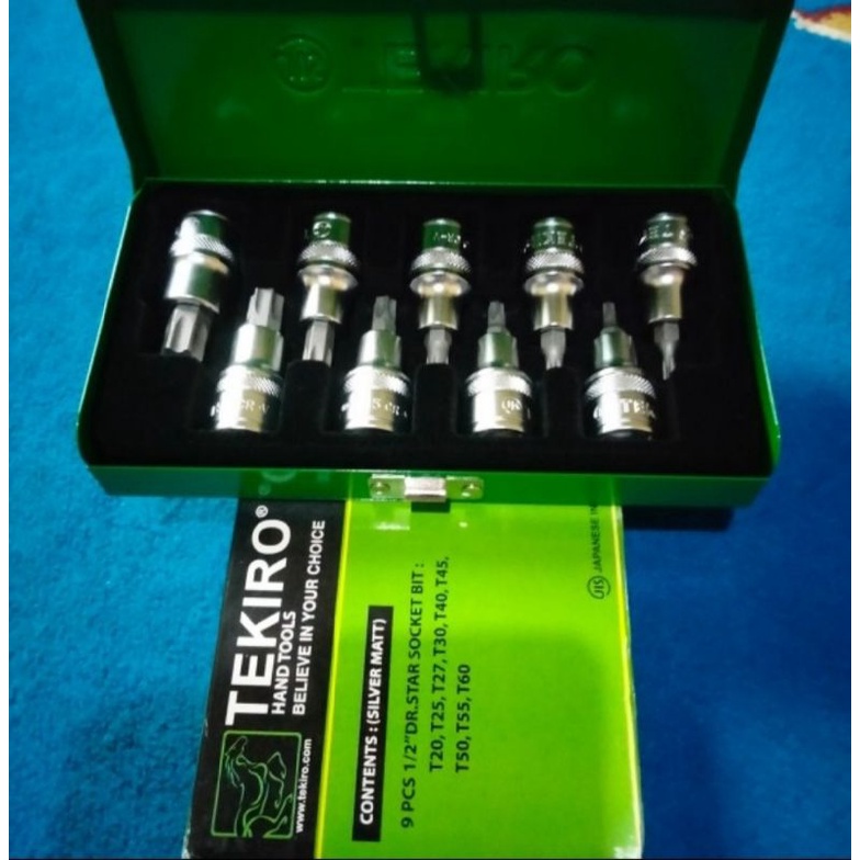 TEKIRO Mata Kunci Sock L Bintang Set 1/2 Inch x 9 pcs Star Bit Socket