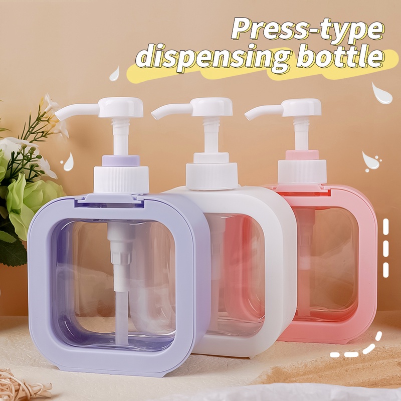 Botol Hand Sanitizer / Shampoo / Sabun Mandi / Kosmetik Bentuk Kotak Bahan Plastik Transparan 500ml