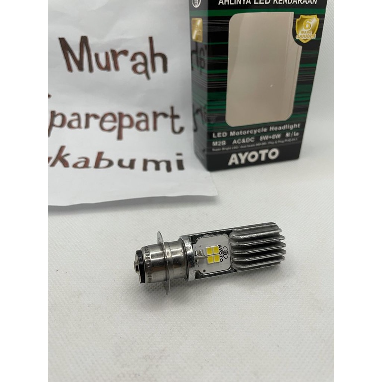 Lampu LED Motor H6 Hi-Lo 8W+8W AC DC AYOTO M2B BEBEK DAN MATIC - Putih/Putih