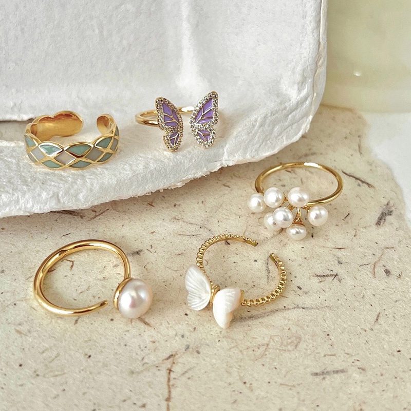 Double Butterfly Diamond Ring Pembukaan Cincin Dapat Disesuaikan Wanita Fashion Perhiasan Aksesoris Hadiah Natal -Won