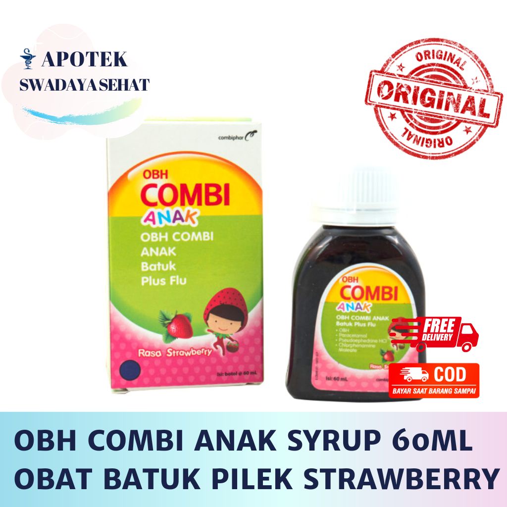 OBH Combi Anak 60 ML Syrup Obat Batuk Plus Flu Rasa Strawberry Jeruk Madu Apel Sirup