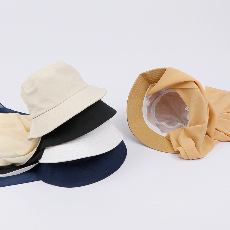 【COD】Hijab Chiffon Muslim Dengan Bucket Hat / Topi Bucket Dengan Tudung Chiffon Shawl