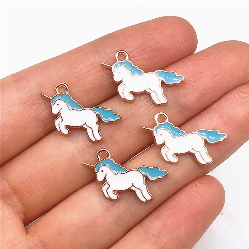 4pcs Liontin Bentuk Kuda Unicorn Bahan Alloy Charms