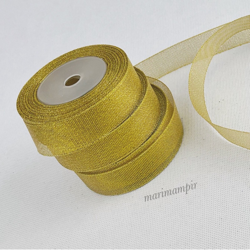 

PITA KAIN GLITTER EMAS GOLD 1 INCI 24 CM 20 YARDS