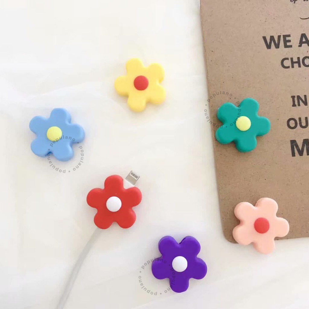 Cable Bite Karakter Korea Cable Saver Flower korean Pelindung Ujung Kabel Hp