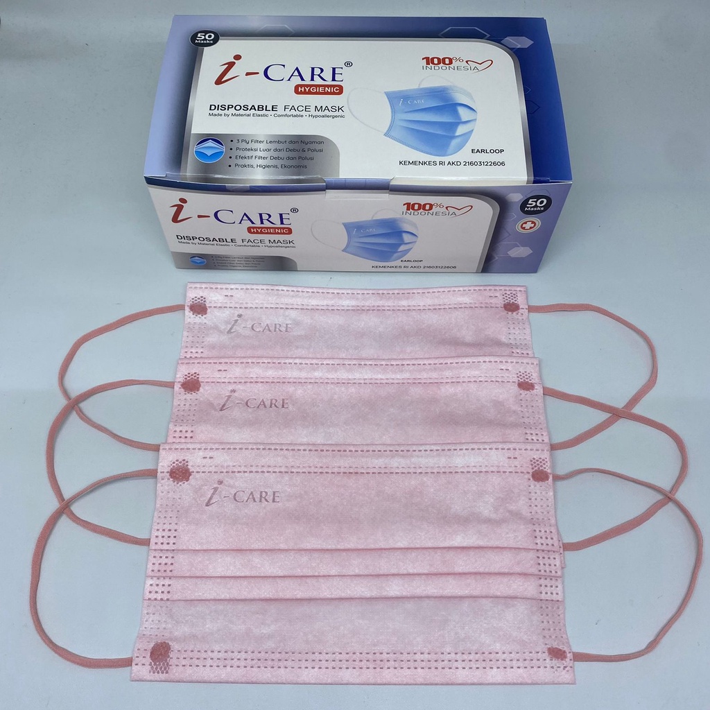 Masker Disposable Face Mask i-Care Warna 4Ply Embos