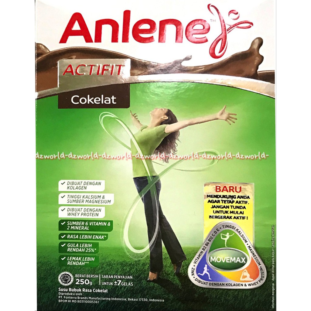 Anlene Actifit 250gr Coklat Vanila Susu Anline Susu Tinggi Kalsium Untuk Usia 19-50 tahun Anlene Aktifit